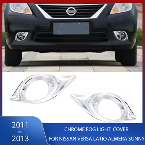 Chrome Front Bumper Fog Light Cover Decorative Sticker For Nissan Versa Latio Almera Sunny 2011 2012