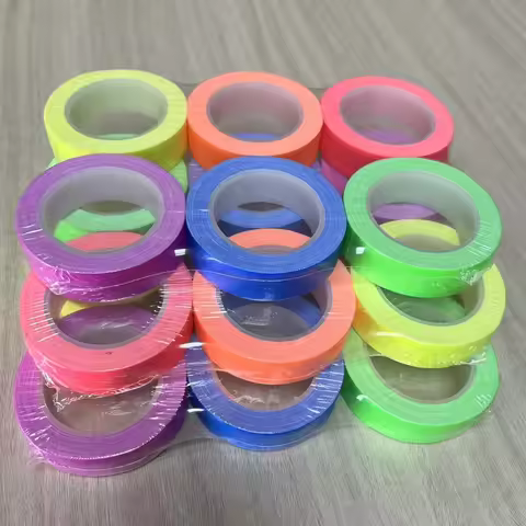 Whaline 6 Colors Neon Gaffer Cloth Tape Set Fluorescent Rainbow UV Blacklight Tape for UV Parties An