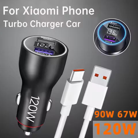 For Xiaomi Usb Charger Car 120w 20V 6A Turbo Charge 67w 90w Auto Chargers Phone For Mi 15 13t 14 Ult
