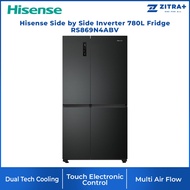 Hisense 780L Peti Sejuk Refrigerator Side By Side RS869N4ABV Inverter Fridge 冰箱 Black