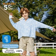 [MIANZHI] เสื้อฮู้ดลำลองแสงแดดสำหรับเด็ก มีปีกสีดำ วัสดุผ้าไหมน้ำแข็ง เสื้อแจ็คเก็ตมีฮู้ด บาง ระบายอ