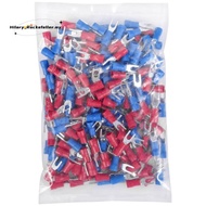 200pcs 16-14 AWG Red Blue Wire Connector Insulated Fork Terminal #4
