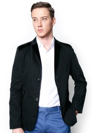 เสื้อสูทผู้ชาย B&B Menswear ใส่ได้ทั้งลำลองและทางการ สูทลำลอง Casual Blazer with Velvet (BLACK)