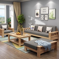 Sofa kayu 欧特鲁实木沙发组合中式小户型客厅整装经济型农村冬夏两用木沙发 wood sofa set