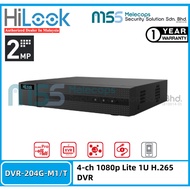 HiLook DVR-204G-M1/T 4-ch 1080p Lite 1U H.265 DVR