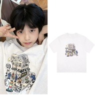 TF Family Fourth Generation Chen Junming Same Style Clothes Retro Street Spoof Graffiti Short-Sleeve