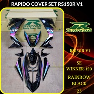 RAPIDO COVER SET RS150R/RS150 V1 WINNER 150 (23) BLACK RAINBOW (STICKER TANAM/AIRBRUSH) COVERSET