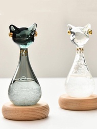 1入創意極簡風暴玻璃,埃及貓形狀的天氣預報瓶禮品套裝,適合生日/情人節/婚禮