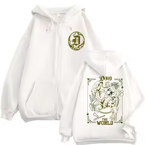 Anime Jojo's Bizarre Adventure Zipper Hoodie Jotaro Kujo Pullover Dio Giorno Zip Up Jacket Men Women