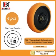 BANGFA Castor Roller 4pc 'WHEEL ONLY' 3''/4''/5'' TPU Double Ball Bearing Castor Wheel