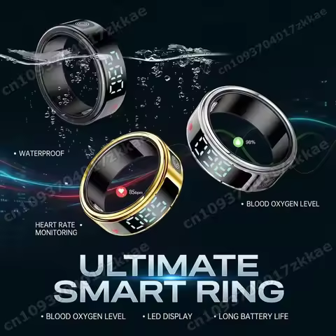 SR08 Smart Ring Heart Rate Blood Pressure Sleep Monitoring Motion Tracking Waterproof LED Display Sc