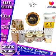 Paket Super Lengkap 5 item YU CHUN MEI Cordyceps Original Import Krim Siang Malam Toner Sabun Serum 