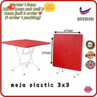 ⭐Ready Stock⭐ Foldable Plastic Table 3'x3' or 2x3 REDwhiteblue  Mamak Hawker table  Meja Lipat Plastik  Meja Makan