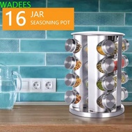 WADEES Rotating Spice Rack, Food Grade Glass 360 Rotating Seasoning Bottle, Round Design Multi-Funct