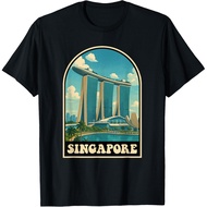 Men's cotton T-shirt Singapore Vintage Travel Design Skyline Illustration T-Shirt Fast Shipping 4XL 