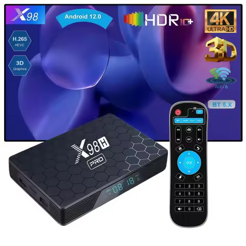X98H Pro Android 12 TV Box Allwinner H618 WiFi 6 4GB 32GB 4K 60fps HDR10+ BT 5.0 HDMI In/Out Smart M