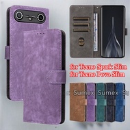 Leather Flip Cover for Tecno Spark Slim 4G Stand Holder Magnetic Card Slot Wallet Phone Case Anti Th