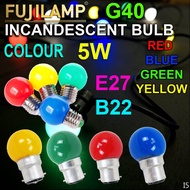 [Local seller] incandescent colour bulb ping pong G40 B22/E27 5W Lampu raya  神燈 燈泡 乒乓燈