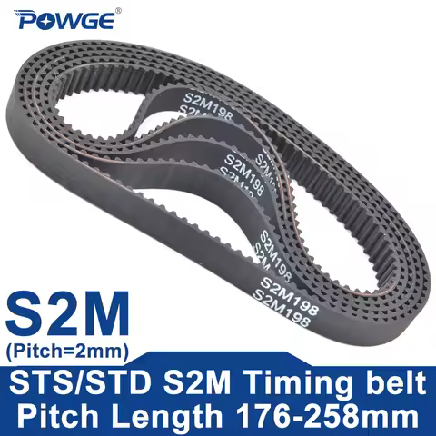 POWGE STS S2M Timing belt Lp=176-258mm 178 180 182 184 186 188 190 192 194 196 198 200 202 204 206 2