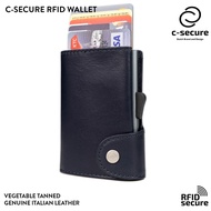 C-SECURE [พร้อมส่ง] กระเป๋าใส่บัตร กระเป๋าสตางค์ ใส่เหรียญ RFID หนังฟอกฝาด Vegetable Tanned coin wal