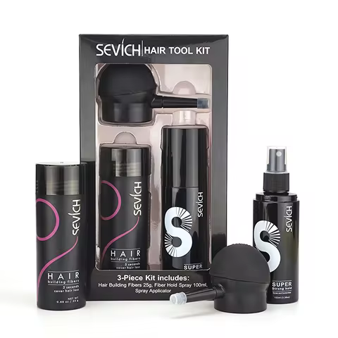 Sevich 3PCS/SET Keratin Hair Building KIT 25g Thickening Hair Fiber Spray with Pump Nozzle Hair Stly