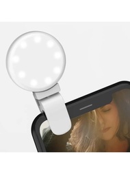 便攜式可充電USB相機夾攝影視頻手機LED圓環自拍燈