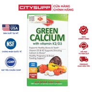 Olympian Labs Green Calcium Vitamin D3 K2 Pills (100 Pills) Organic Calcium Supplement | CitySupp