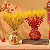 Gold Budget Shaped Vase With Unique Rice, Lucky Feng Shui Vase Attracts Fortune