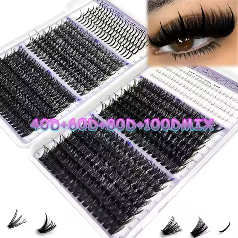 HBZGTLAD 40D-100D Cluster Eyelash Extensions with Lash Spikes Lash Clusters Wispy Eyelashes Clusters
