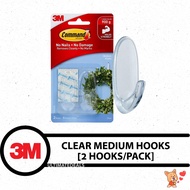 3M Command™ 17091CLR Clear Medium Hooks - 2 Hooks 4 Medium Strips