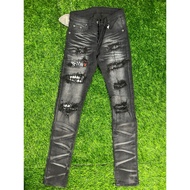 METON Ripped Jeans Stretch Fabric Patch Jeans Ripped Jeans