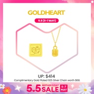 [5.5 Exclusive] Goldheart 999 Gold 1G Love You Mum Gold Bar w/ Gold Plated 925 Silver Chain 45cm Bundle
