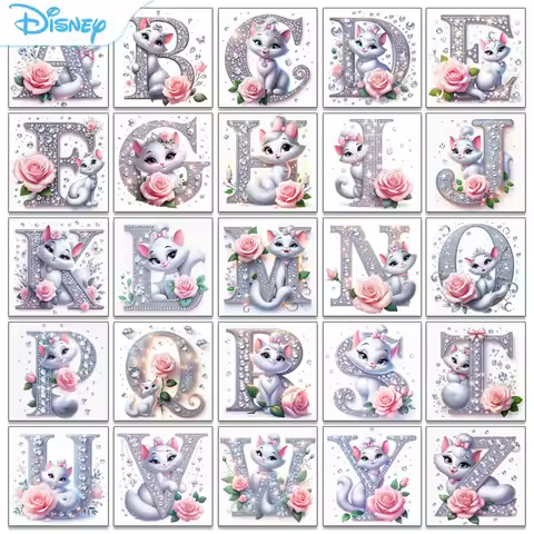 Letter Diamond Painting Disney Marie Cat DIY Diamond Mosaic Kit Cartoon Full Rhinestone Home Decorat