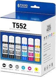 552 Ink Refill Bottles 6 Pack, T552 Ink Refill Bottles Replacement Compatible for Epson Ecotank ET-8