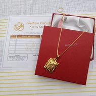 Nathan - kalung liontin Emas Muda 6. gram Model Itali Liontin Persegi ukir Batik Bunga Lapis Emas Ka