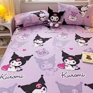 Dansunreve Sanrio ผ้าปูที่นอน100%ผ้าฝ้ายผ้าปูเตียงแบบพอดี Hello Kitty Cinnamoroll Kuromi ผ้าปูที่นอนนุ่มพร้อมสายรัดถุงเท้า