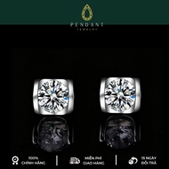 Silver Earrings for Women with 6,5mm White Gold Double Heart - PENDANT Brand - Inspection Certificat