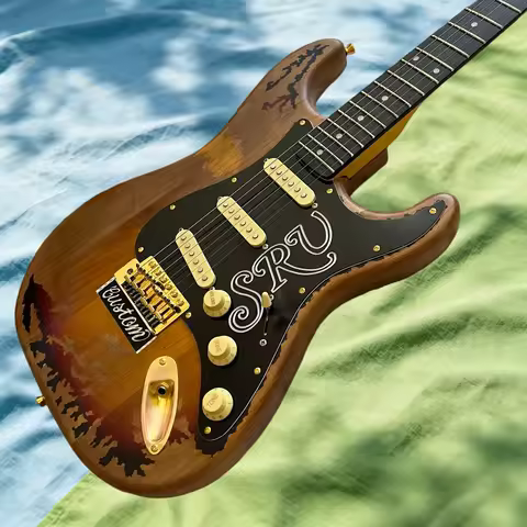 39 Inch STSS Brown Srv Electric Guitar Rosewood Neck Alder Body 21 Tone SSS Pickup Classic Rock Free