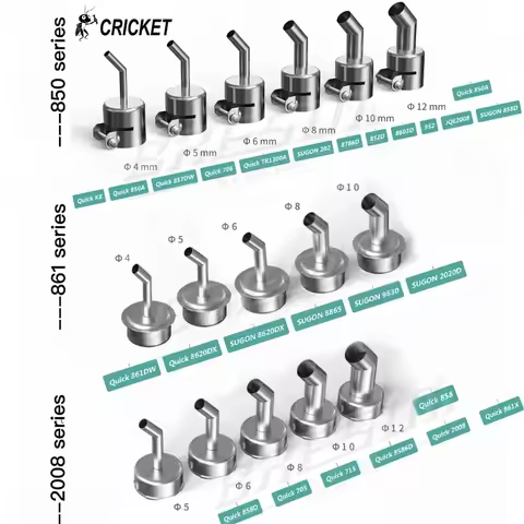 CRICKET Angle Hot Air Nozzle Compatible with Quick 861 2008 850 Series Heat Gun 4 5 6 8 10 12 mm Dir