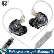 KZ Gale หูฟังเล่นเกม2Pin ชุบทองดีไซน์โครงสร้างที่แยกจากกันได้หูฟังแบบมีสายดนตรีขนาด6มม. ไมโครโฟนคู่ค