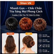 (COMBO of 3 stretchable bird's nest hair buns) Korean with convenient stretch【 T4 P27 A0 】