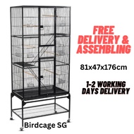 Parrot cage (Local Set) Assembled Top Hammer Sprayed Wrought Iron Rust Resistant Bird Cage with Trolley