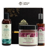 Inroots Herbal Hair Growth Combo | 3 Pcs Value Set | Haircare Gift Set | Castor Oil + Hair Pack + Na