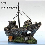Pirate Ship Aquarium Decoration, Fish Tank Glass Tank Decoration, Hideaway House, Resin Ship, Small 