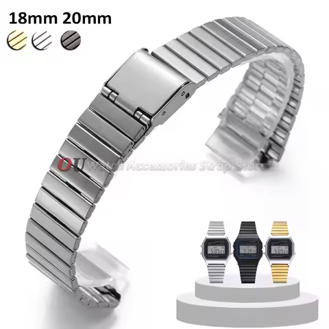 Stainless Steel Watchband 18mm 20mm for Casio for F-91W/A158/A159/A168/A169/B650/AQ230/AE500W Ultra-
