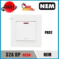 NEM UNIVERSAL 32A DP WATER HEATER SWITCH NEON PD32