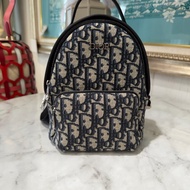 Dior藍緹花拼黑牛皮Rider Mini金釦手提後背包M1524PTZL