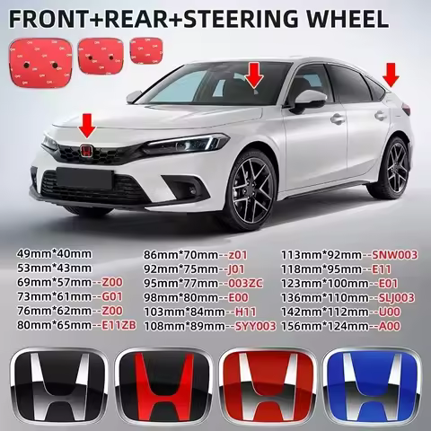 Car Hood Front Grill Rear Trunk H Emblem Logo Sticker For Honda Civic Fit Jazz Accord CRV HRV City O