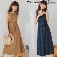 SG LOCAL WEEKEND X OB DESIGN WORK WOMEN SLEEVELESS BUTTON DOWN BELT A-LINE LONG MAXI DRESS S-XXXL PLUS SIZE