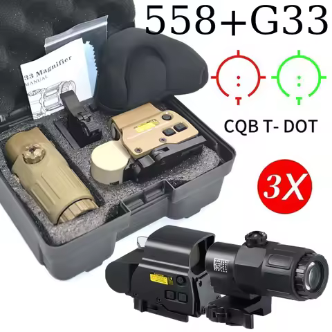 Tactical 558+G33 Holographic Box Set Red Green Dot Sight Scope 3X Magnifier Combo Hunting Airsfot Ri